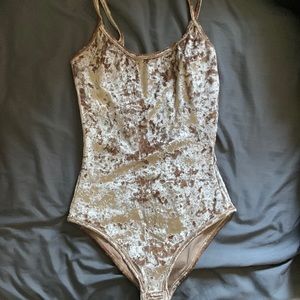 2/15$ Tan Velvet Bodysuit